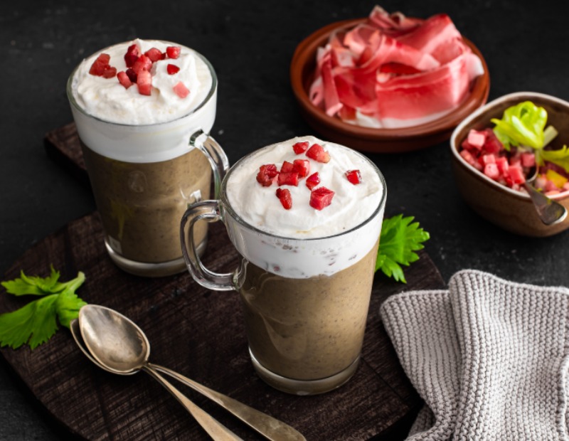 Lentil Cappuccino with Speck Alto Adige PGI